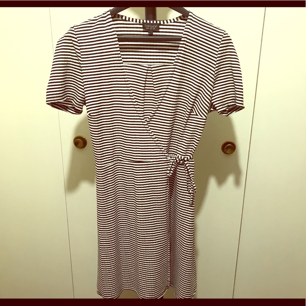 Topshop black and white striped dress